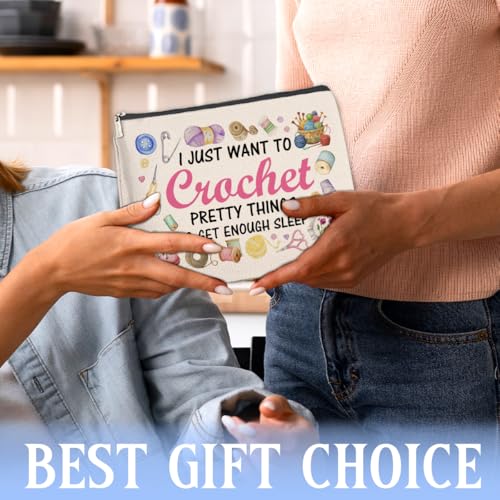 Crochet Gifts Makeup Bag for Women Knitters Crocheters - color: Multicolor E
