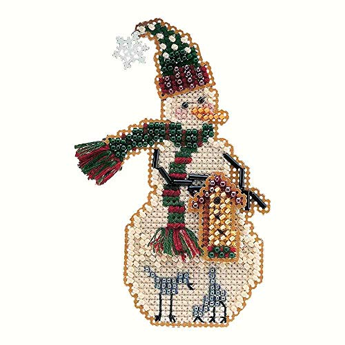 Birdhouse Snow Charmer Beaded Counted Cross Stitch Christmas Ornament Snowman Kit Mill Hill 2001 Snow Charmers MHSC25