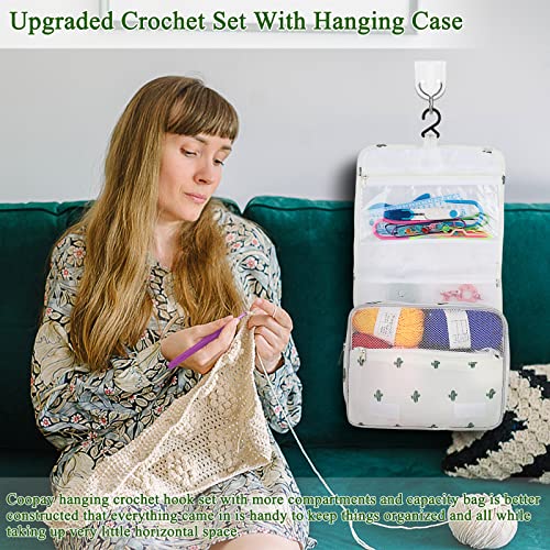 Coopay Upgraded Crochet Kit for Beginners, All-in-One Crochet Kits (63Pcs) - color: Cactus - Hanging Bag