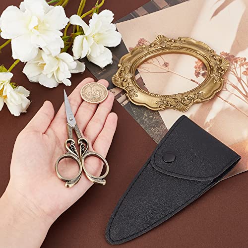 SUNNYCLUE 4.3Inch Stainless Steel Sewing Scissors - Vintage Style Antique Bronze Embroidery Shears for Jewelry, DIY, Papercraft, Crochet, Cross Stitch, Knitting - color: Antique Bronze-1pc-sewing Scissors With Black Cover
