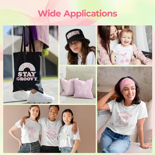 HTVRONT Pink Bow Heat Transfer Vinyl - 11 Pack Patterned HTV for T-Shirts - color: Pink Bow HTV