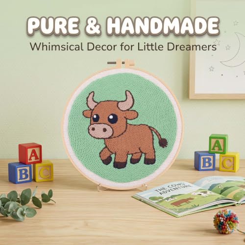Harimau Punch Needle Kit Twelve Zodiac Signs Pattern,1Pc Embroidery Hoop, Essential Punch Needle Supplies,Ideal Punch Art for Beginners,DIY Adults Embroidery, Video Teaching - color: 65276
