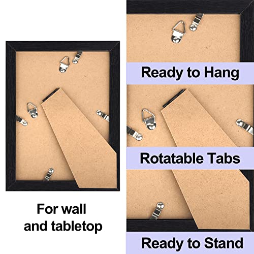 TOFOREVO 5x7 Picture Frames with 4x6 Mat Set of 4, Black - color: Black Wood Grain, size: 5x7