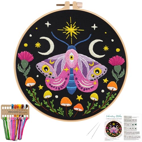 Nuberlic Embroidery Kit for Beginners, Moth Cross Stitch Kit - color: Moth