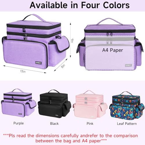 LEFOR·Z Large Sewing Supplies Organizer Bag(13 x 8 x 9 in),Sewing Basket - color: Purple