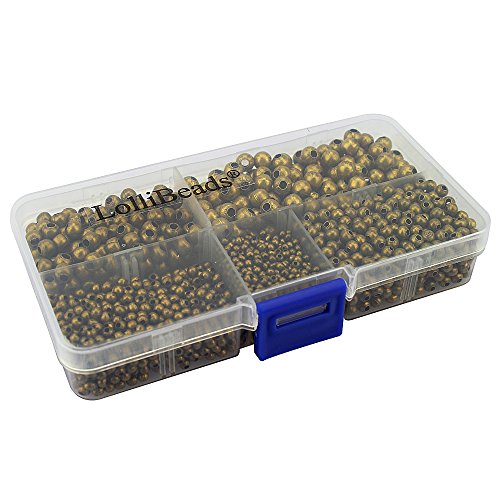 (R) Antiqued Bronze Smooth Round Metal Beads Assorted Size Jumbo Pack 2100 pcs - color: Bronze 2100 Pcs Mixed Size