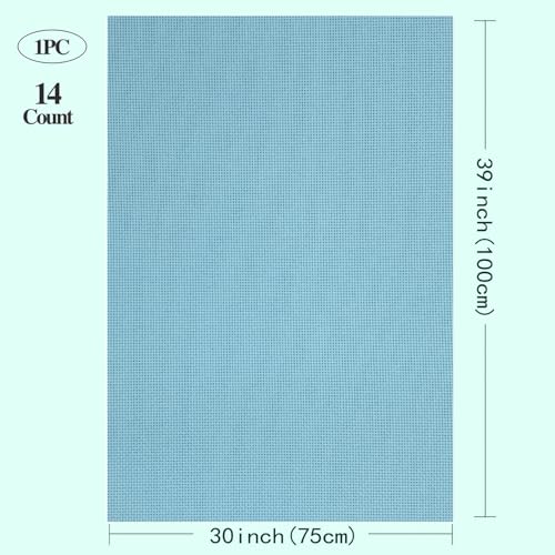 Zhenqing 14-Count Light Blue Aida Cloth - 75x100cm Pre-Cut 100% Cotton Evenweave Fabric for Cross Stitch & Embroidery (Light Blue, 30 * 39inch) - color: Light Blue