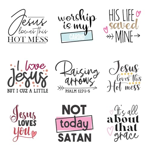 9pcs Jesus Letters Not Today Satan Iron On Decals Thermal Transfer Stickers for Clothing Appliqued Iron On Transfer Designs Heat Press Vinyl for Shirts Pillow Covers - style: 9PCS-P01(Small)