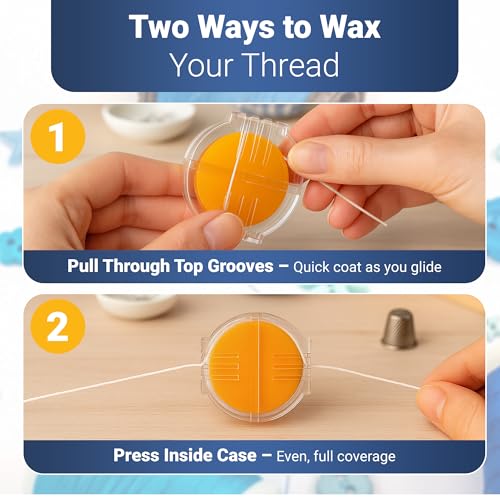 Thread Wax and Thread Conditioner (2pk) 1 Beeswax 1 Synthetic - for Sewing and Gloss Threads Waxer. Magic Conditioner for Hand Sewing Embroidery. Hand Quilting Supplies to Strengthen and Reduce Knots - style: 2pk-1 Beeswax 1 Synthetic