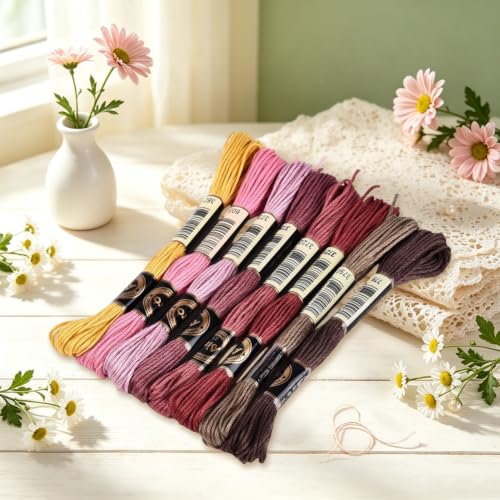 8 Skeins 70 Yards Dark Pink Embroidery Floss for Jewelry Knitting - color: Gray Pink Color, size: 70 Yards