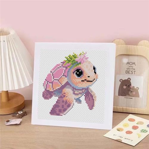 niurenmaoyi Turtle 11CT Cross Stitch Kits for Beginner with Framed,7x7in - color: Cross Stitch Kits0518-05