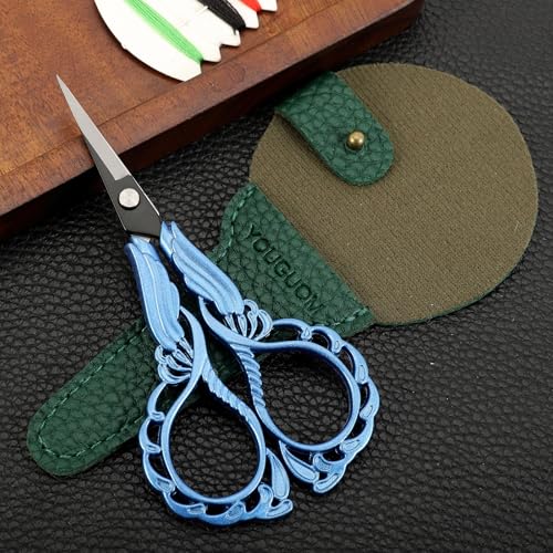 YOUGUOM Sharp Crochet Scissors, Small Sewing Embroidery Shears - color: Blue