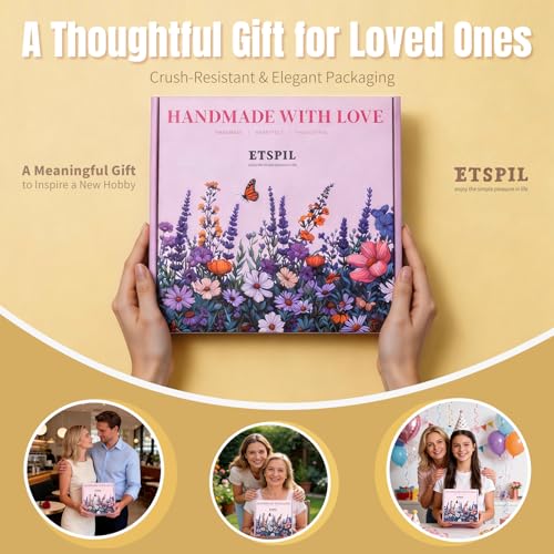 ETSPIL Embroidery Kit for Beginners, 4K Step-by-Step Video, Adults, Gift - color: simple B