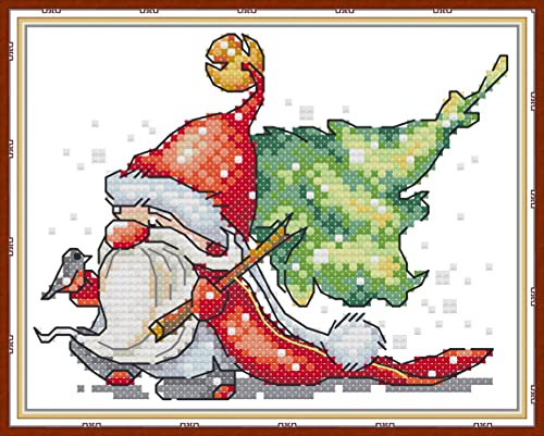 Howie's Needlepoint Cross Stitch Kits, 11CT Pre-Printed Pattern Needlepoint Kits, Full Range of Stamped Starter Kits (Santa Claus 10, 8.7 x 7.1 Inch) - color: Santa Claus 10