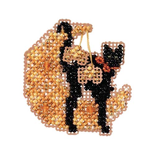 Moon Kitty Beaded Counted Cross Stitch Halloween Ornament Kit Mill Hill 2005 Autumn Harvest MHAH72