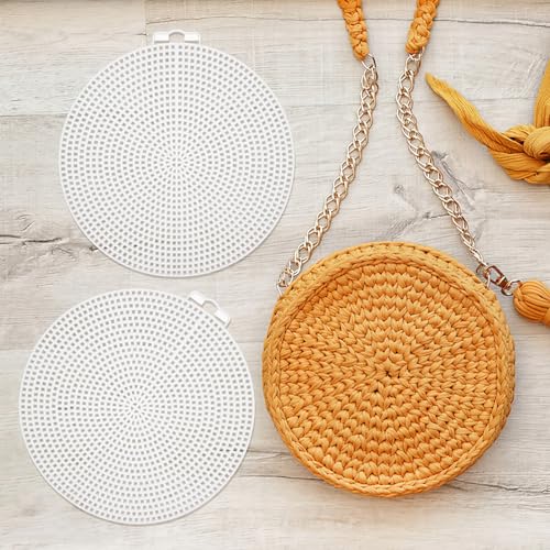 GLEAVI 30Pcs Round Plastic Canvas Sheets: Clear Mesh Canvas Kit for Crochet Bag Bottom, Cross Stitch & Embroidery - 3 Sizes (5.75", 4.5", 3")