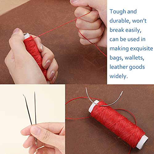 Waxed Thread, Upholstery Needle and Thread 32 Yards Red - color: Red, size: 32Yard
