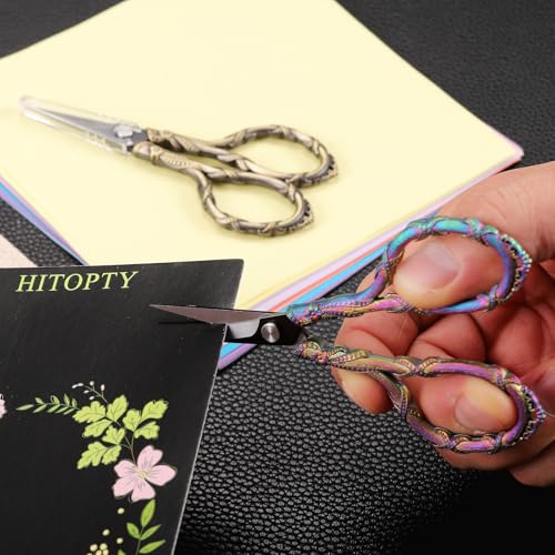 Small Sewing Scissors, Sharp Tip Precision Shears with Cover - color: Rainbow