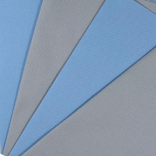 KCS 4/6 pc of 12" x 18" 30cmx45cm 16CT Counted Cotton Aida Cloth Cross Stitch Fabric (Sea Foam+Light Blue, 4 pc) - color: Sea Foam+light Blue, size: 4 pc