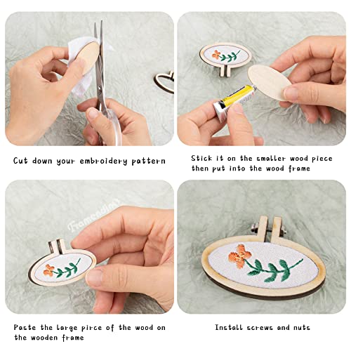 Framendino, 18 Pack Mini Embroidery Hoops Tiny Round for DIY Jewelry Pendant and Keychain