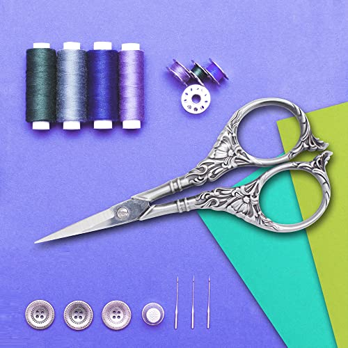 BIHRTC Embroidery Sewing Scissors Stainless Steel for Cross Stitch Cutting - color: Ancient Tin Color, size: 4.5 IN