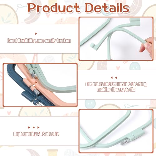 Yuanan 5 Pack 5 Sizes Square Embroidery Hoop, Plastic Embroidery Hoops Cross Stitch Hoops Reusable Embroiderys Hoop for Sewing, Needlework, DIY Projects-2.9"/4.3"/6.5"/7.7"/11"