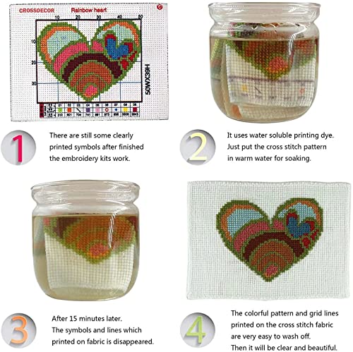 Stamped Cross Stitch Kits Beginners Full Range of Crossstitching Preprinted Kits Pattern for Kids or Adults, DIY Needlepoint Embroidery Craft Kits 11CT 3 Strands-10.2×15.7 inch，Walking in the rain - color: 10.2×15.7 inch，Walking in the rain