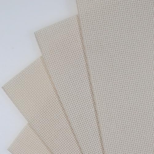KCS 4/6 pc of 12" x 18" 30cmx45cm 16CT Counted Cotton Aida Cloth Cross Stitch Fabric (Ecru, 4 pc) - color: Ecru, size: 4 pc