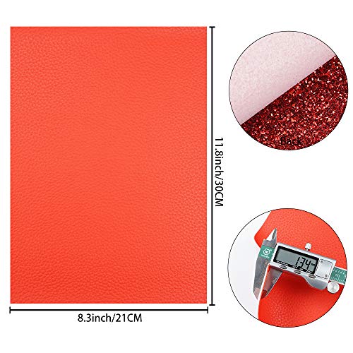 Litchi 6 Pack 8x12 Inch Faux Leather Sheets for Bow Earring, Easy to Cut Vinyl Fabric for Cricut, Durable Fade Resistant Leatherette Without Smell, Red - color: Red