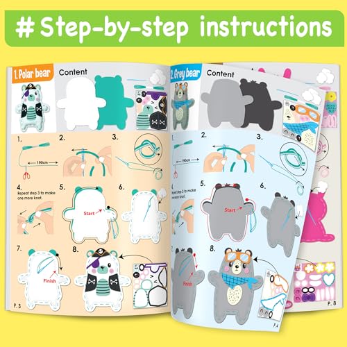 EZCRA Bear Sewing Kit for Kids Ages 4-8 - 4 Beginner Felt Projects - color: Bear 4-in-1