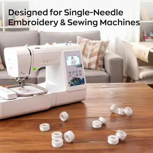Poolin Prewound Bobbins Richword Selected White 25pcs Size A Bobbins, Plastic Sided, 70D/2(60WT) Polyester Bobbin Thread for Single Needle Embroidery and Sewing Machine - color: White 25pcs