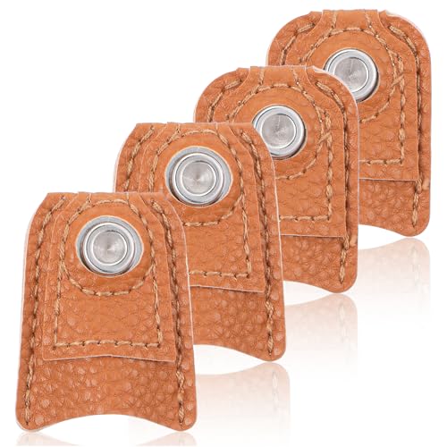 4Pcs Leather Thimbles for Hand Quilting Quilting Leather Finger Protector Coin Thimble Pads for Hand Sewing Embroidery Quiltings Knitting Pin Needles Craft DIY Tools(2 Sizes)