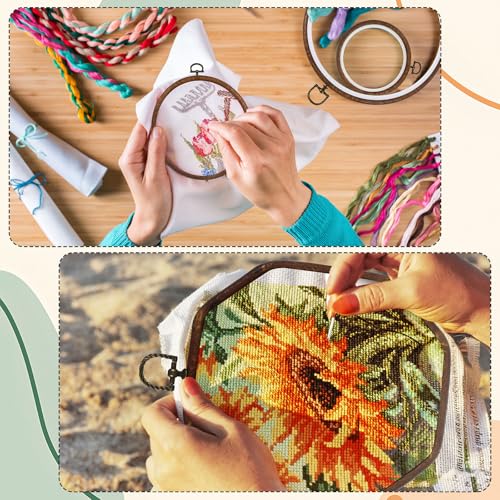 Qunclay 18 Pcs Large Embroidery Hoop Frame Decorative Imitated Wood Display Frame Circle Oval Octagonal Cross Stitch Hoop Ring for DIY Sewing Craft and Hanging Ornaments Decor (Comprehensive) - style: Comprehensive
