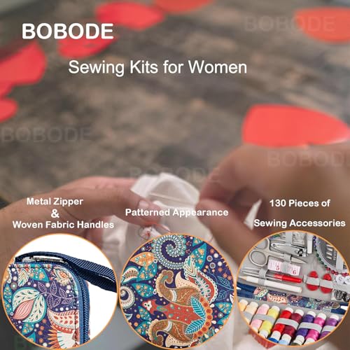 130 PCS Paisley Printing Sewing Kit with All Sewing Supplies Accessories - color: 130PCS-Paisley Design