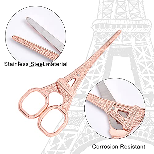 SUNNYCLUE 5.5Inch Sewing Scissors Vintage Stainless Steel European Tower Scissors for Fabric & Paper Cutting Craft Threading Household Daily Use Cross-Stitch, Rose Gold - color: Rose Gold