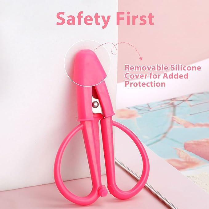 Mini Scissors Set Travel Sized Tiny Small Scissors with Cover Portable Snips for Sewing Crafts and Yarn Pink - color: Pink, size: 1 Pack