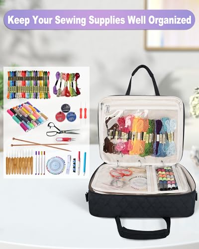 Sewing Supplies Organizer Bag with Removable Binder, Black - color: Black