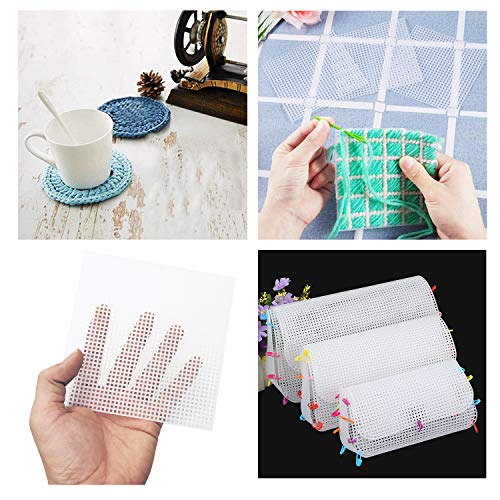 Allazone 59 PCS Mesh Plastic Canvas Sheets 4 Shapes Plastic Canvas for DIY Crafts Embroidery Cross Stitch, Acrylic Yarn Crafting, Knit and Crochet Projects - color: 59 PCS - 4 Shapes