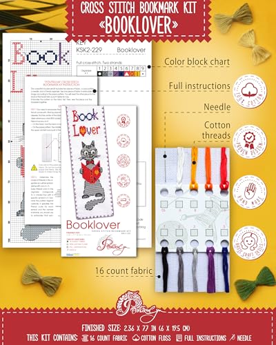 Povitrulya Booklover - Counted Cross Stitch Bookmark Kit - color: Booklover