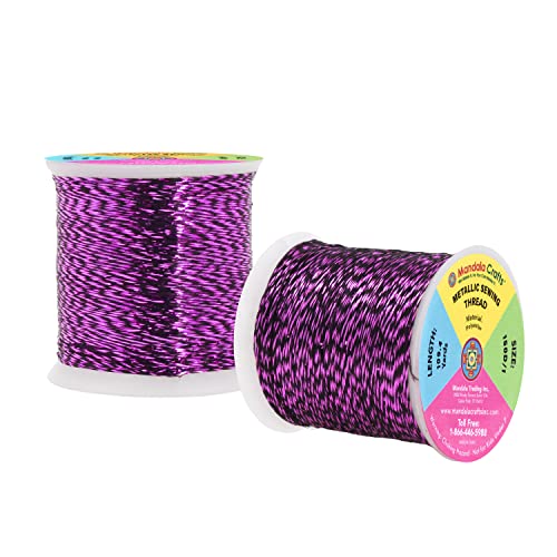 Mandala Crafts Metallic Purple Embroidery Floss for Sewing, 218 Yard Spool - color: Purple, size: 200M 218 Yards