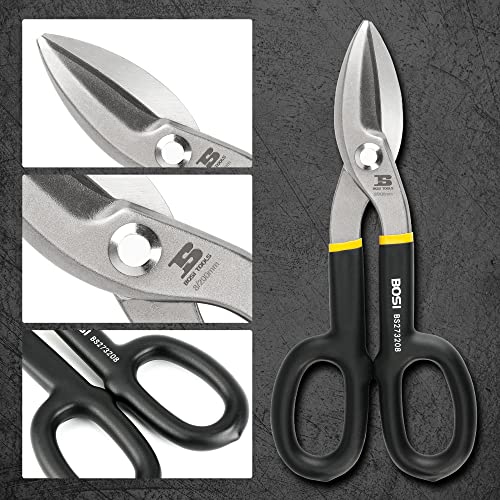 8" Straight Pattern Tin Snips Metal Cutters, High Strength Forged - size: 8 Inch