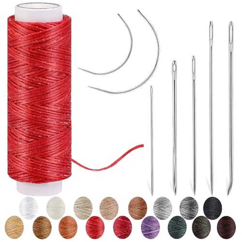 Waxed Thread, Upholstery Needle and Thread 32 Yards Red - color: Red, size: 32Yard