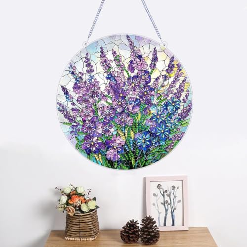 ARPADAMO Flowers Diamond Art Kits for Adults, Acrylic Hanging Suncatcher - color: DP05085