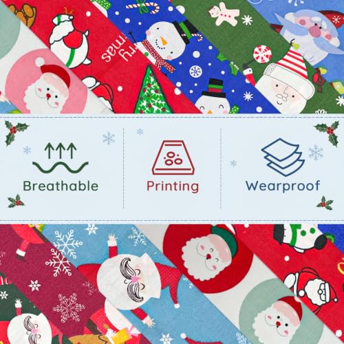 Aubliss 8pcs Fat Quarter Fabric Bundles (100% Cotton - 20'' x 20'') - color: Christmas Santa & Snowman