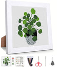 Potted Plant Stamped Cross Stitch Kits for Beginners Adults with Framed - color: DKJ003