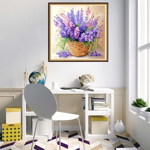 Redxing Counted Cross Stitch Kit for Beginners,Unprinted Needlepoint Kits for Beginners Cross Stitching Embroidery Kit 11CT Stitches kit-Beautiful Lavender 18x18 inch - color: KitsColor11