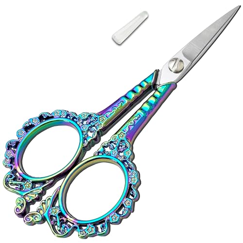 Small Sharp Embroidery Scissors, Precision Detail Sewing Shears - color: Rainbow
