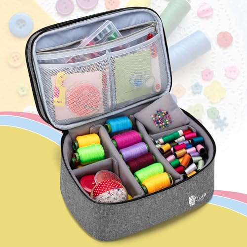 Luxja Double-Layer Large Sewing Organizer, Gray - color: Gray, size: Large