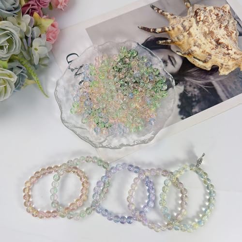 8mm Hand-Drawn Glass Beads Bulk 200pcs Blue Purple Round - color: Blue&Purple 8mm