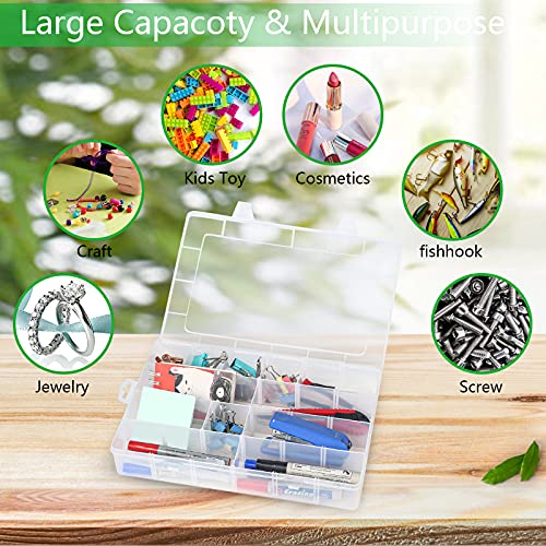 Gbivbe Large 24 Grids Plastic Organizer Box Adjustable Dividers,Clear Storage Box for Jewelry, Art DIY Crafts, Washi Tapes, Beads and Small Parts(2 Pack) - color: Clear-2